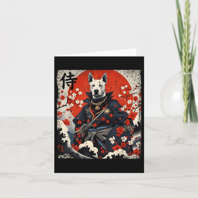 Japanisch Samurai Pitbull Tattoo Kawaii Ukiyo-e Ni Karte (Vorderseite)