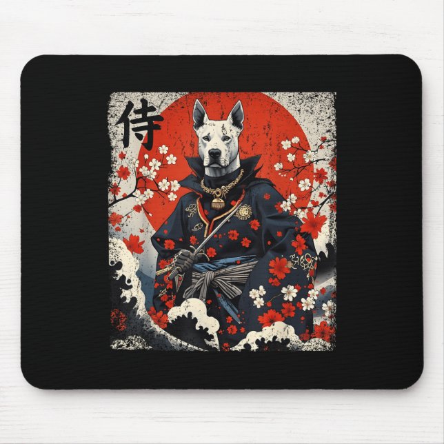 Japanisch Samurai Pitbull Tattoo Kawaii Ukiyo-e Ni Mousepad (Vorne)