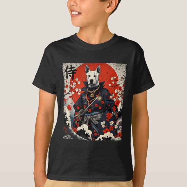Japanisch Samurai Pitbull Tattoo Kawaii Ukiyo-e Ni T-Shirt (Vorderseite)