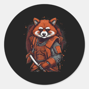 Japanisch Samurai Red Panda Runder Aufkleber