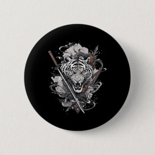 Japanisch Samurai Ronin Sword Katana Japan Tiger T Button