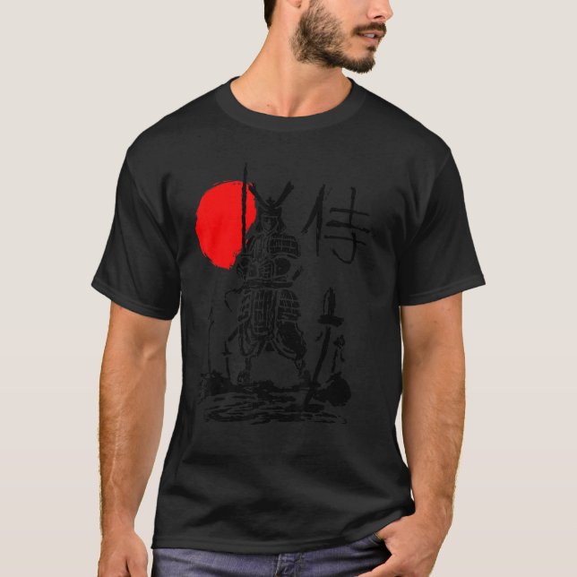 Japanisch Samurai Schwert Warrior Minimal Abstrakt T-Shirt (Vorderseite)