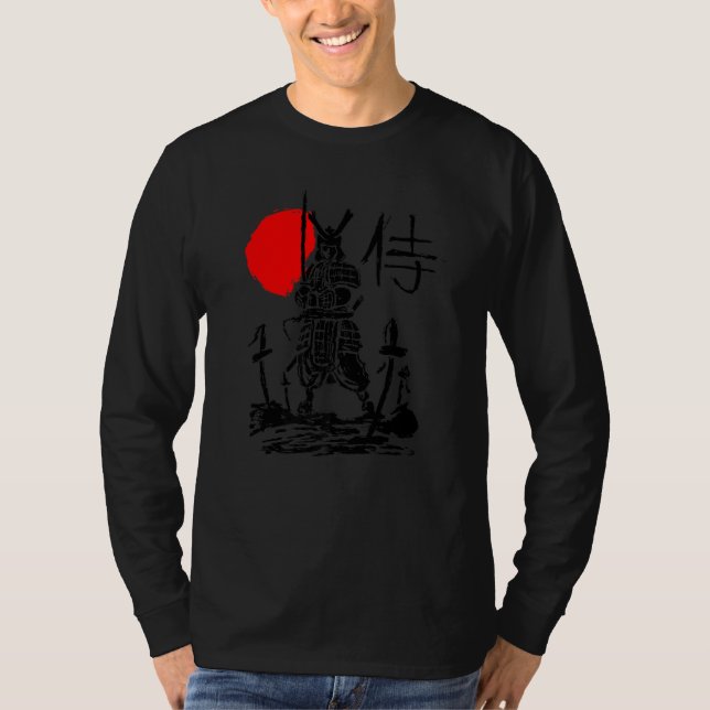 Japanisch Samurai Schwert Warrior Minimal Abstrakt T-Shirt (Vorderseite)