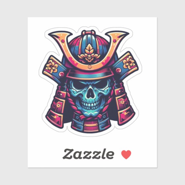 Japanisch Samurai Skull Aufkleber (Blatt)