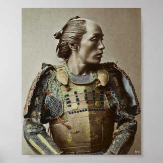 Japanisch Samurai Vintages Foto Handfarbig Poster