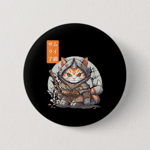 Japanisch Samurai Warrior Kawaii Cat Anime Lover Button
