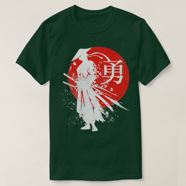 Japanisch Samurai Warrior Retro Japan Kalligraphie T-Shirt (Design vorne)