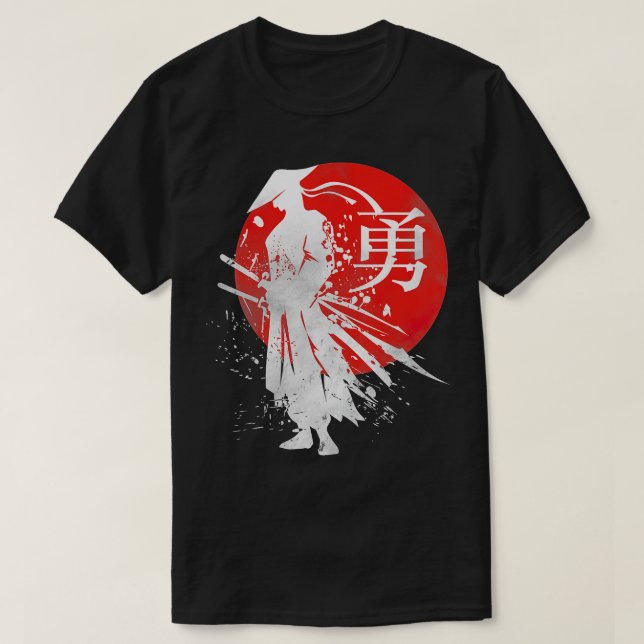 Japanisch Samurai Warrior Retro Japan Kalligraphie T-Shirt (Design vorne)