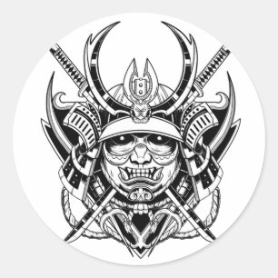 Japanisch Samurai Warrior Runder Aufkleber
