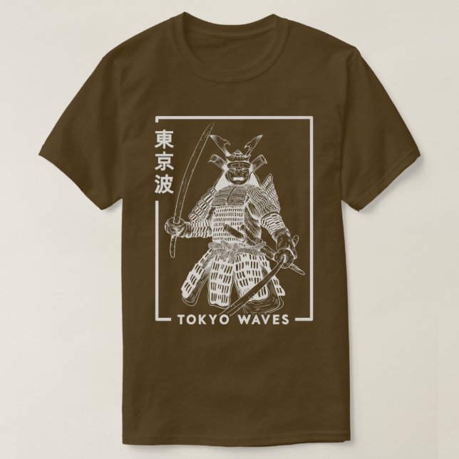 Japanisch Samurai Warrior Zeichnete Minimalistisch T-Shirt (Design vorne)