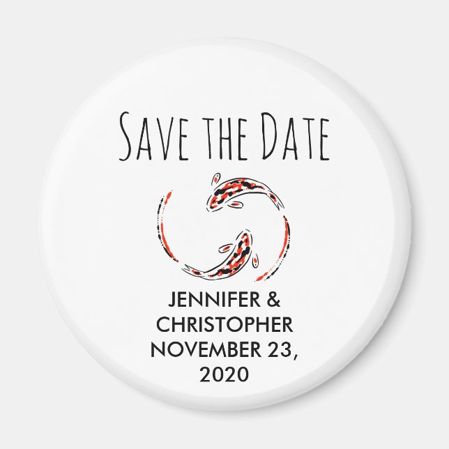 Japanisch-schwarzer Koi-Fisch Save the Date Magnet (Vorne)