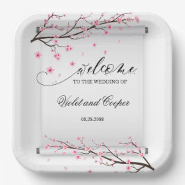 Japanisch Scroll Cherry Blossom Hochzeit Pappteller