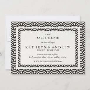 Japanisch Seigaiha Save the Date ohne Foto