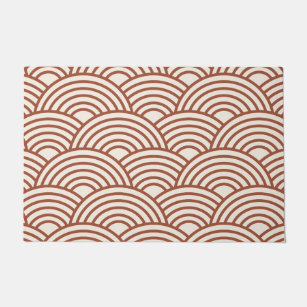 Japanisch Seigaiha Wave Rust Terracotta Fußmatte