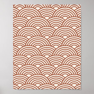 Japanisch Seigaiha Wave Rust Terracotta Poster