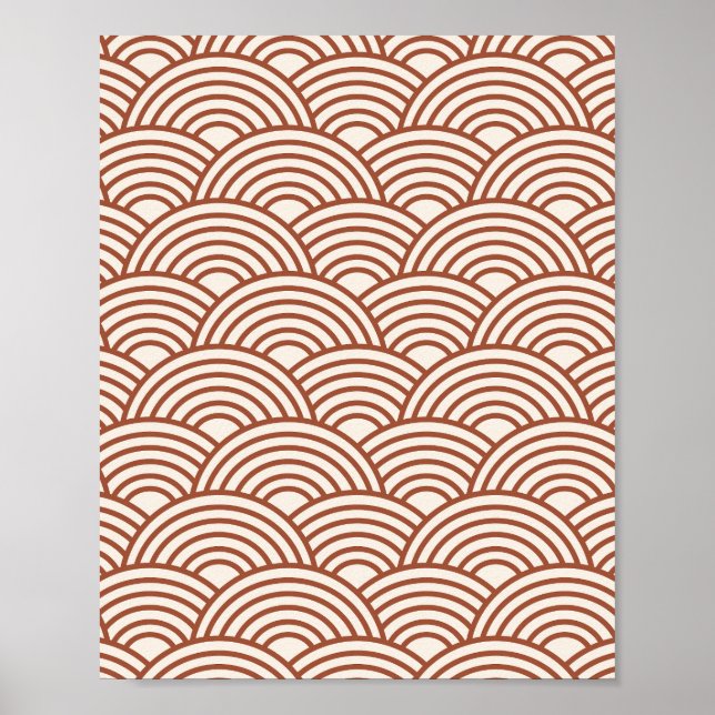 Japanisch Seigaiha Wave Rust Terracotta Poster (Vorne)