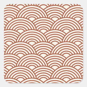 Japanisch Seigaiha Wave Rust Terracotta Quadratischer Aufkleber