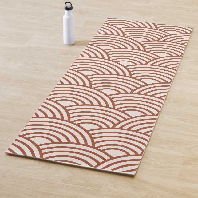 Japanisch Seigaiha Wave Rust Terracotta Yogamatte (Beispiel)