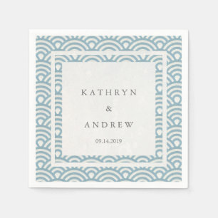 Japanisch Seigaiha Waves EleganLight Blue + White Serviette