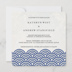 Japanisch Seigaiha Waves Elegant Beach Wedding Einladung