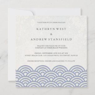 Japanisch Seigaiha Waves Elegant Beach Wedding Einladung