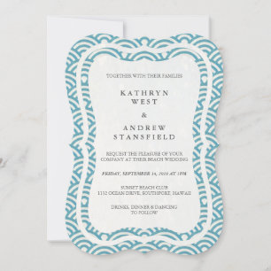 Japanisch Seigaiha Waves Elegant Beach Wedding Einladung