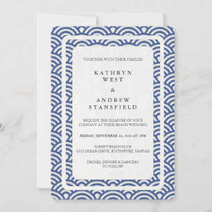 Japanisch Seigaiha Waves Elegant Beach Wedding Einladung