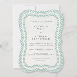 Japanisch Seigaiha Waves Elegant Beach Wedding Einladung