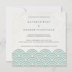 Japanisch Seigaiha Waves Elegant Beach Wedding Einladung
