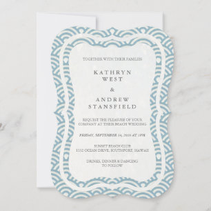 Japanisch Seigaiha Waves Elegant Beach Wedding Einladung