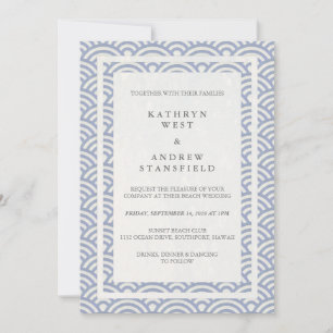 Japanisch Seigaiha Waves Elegant Beach Wedding Einladung