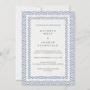 Japanisch Seigaiha Waves Elegant Beach Wedding Einladung