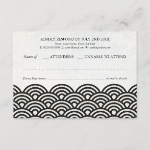 Japanisch Seigaiha Waves Elegant Beach Wedding UAW RSVP Karte