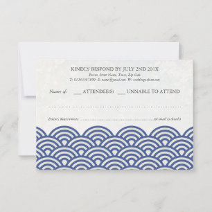 Japanisch Seigaiha Waves Elegant Beach Wedding UAW RSVP Karte