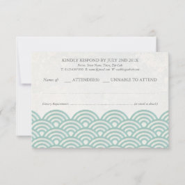 Japanisch Seigaiha Waves Elegant Beach Wedding UAW RSVP Karte