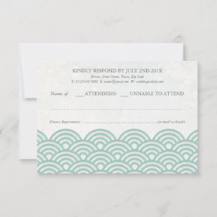 Japanisch Seigaiha Waves Elegant Beach Wedding UAW RSVP Karte