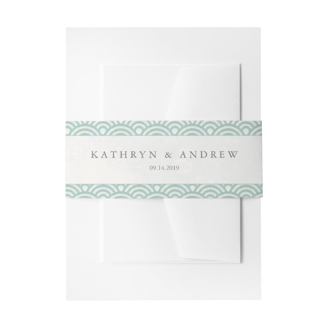 Japanisch Seigaiha Waves Elegant Seafoam Green Einladungsbanderole (Vorderseite Beispiel)