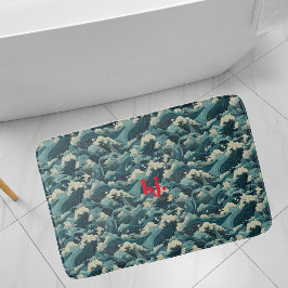 Japanisch Seigaiha Waves | Monogramm Badematte