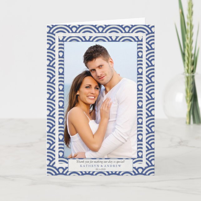 Japanisch Seigaiha Wedding Danke / Benutzerdefinie (Vorderseite)