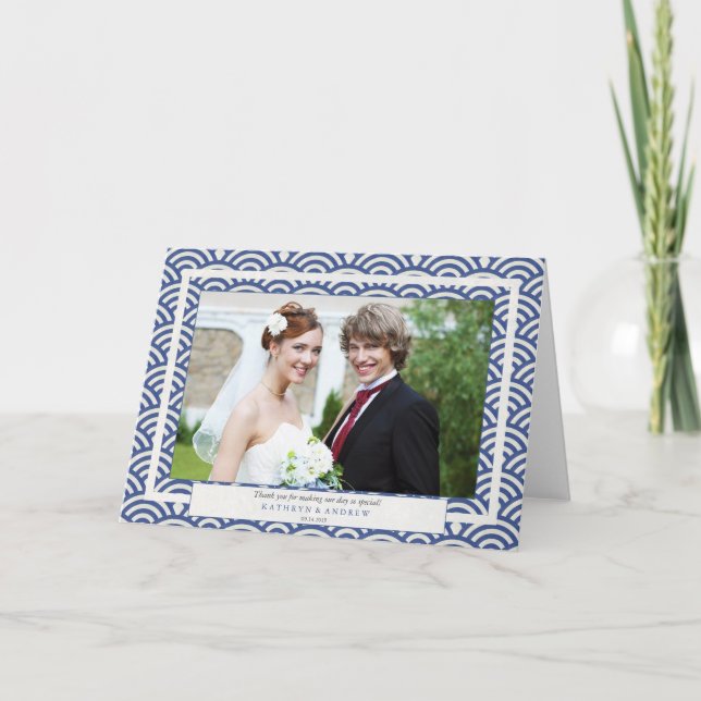 Japanisch Seigaiha Wedding Danke / Benutzerdefinie (Vorderseite)