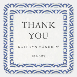 Japanisch Seigaiha Wedding Danke / Benutzerdefinie Quadratischer Aufkleber