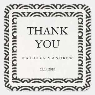 Japanisch Seigaiha Wedding Danke / Benutzerdefinie Quadratischer Aufkleber