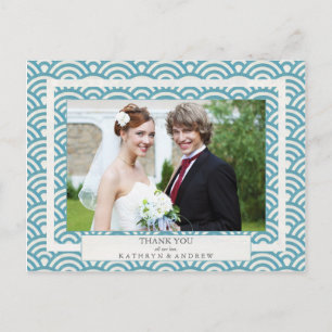 Japanisch Seigaiha Wedding Danke / Custom Foto Postkarte