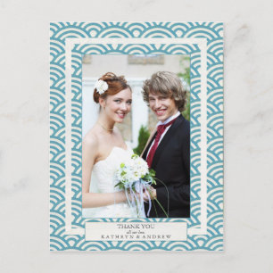 Japanisch Seigaiha Wedding Danke / Custom Foto Postkarte