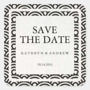 Japanisch Seigaiha Wedding Save the Date oder Cust Quadratischer Aufkleber