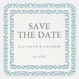 Japanisch Seigaiha Wedding Save the Date oder Cust Quadratischer Aufkleber