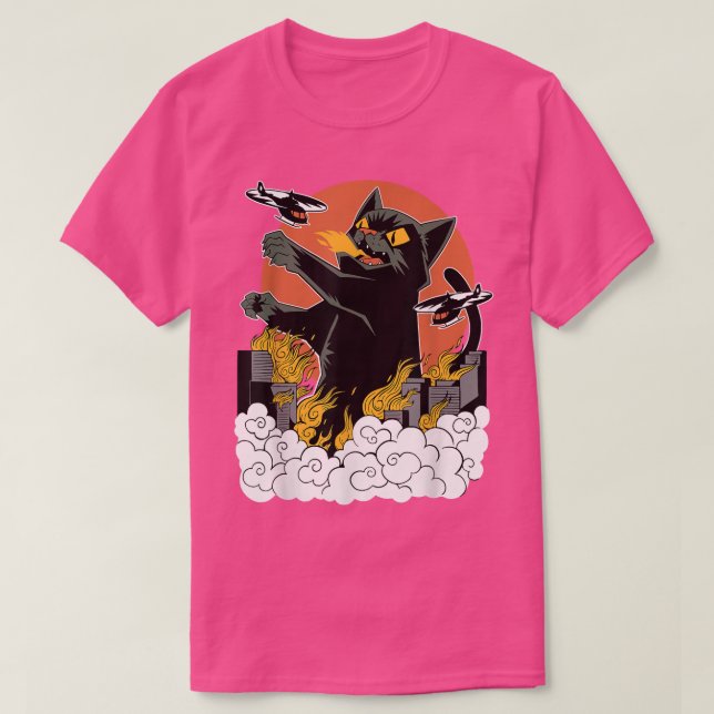 Japanisch Sunset Catzilla  T-Shirt (Design vorne)