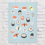 Japanisch Sushi Blue Leinwanddruck<br><div class="desc">japanische Küche für diejenigen,  die Liebe haben Sushi,  Sashimi,  Nigiri und Maki Brötchen zu essen. Originelle Kunst von Nic Squirrell.</div>