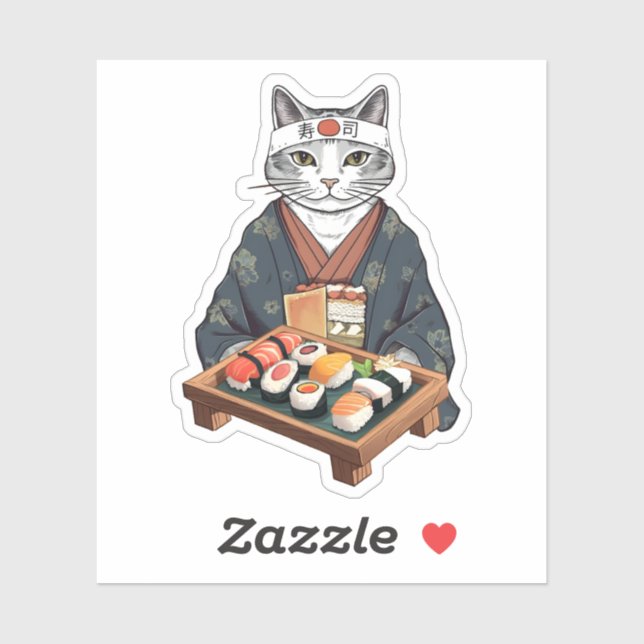 Japanisch Sushi Cat Custom Cut Vinyl Stickers Aufkleber (Blatt)