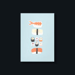 Japanisch Sushi Nigiri Maki Roll Leinwanddruck<br><div class="desc">japanische Küche auf aqua-blauem Hintergrund für diejenigen, die Liebe, Sushi, Sashimi, Nigiri und Maki Brötchen zu essen.</div>